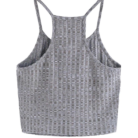 Strapped Grey Racerback Sweater Crop Top - Picture 3 of 4